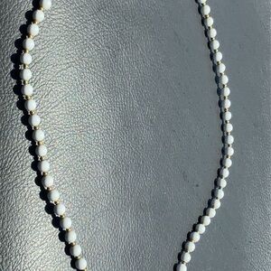 ✨ Vintage MONET Simulated Pearl Necklace – Gold-Tone Spacers – Classic Elegance